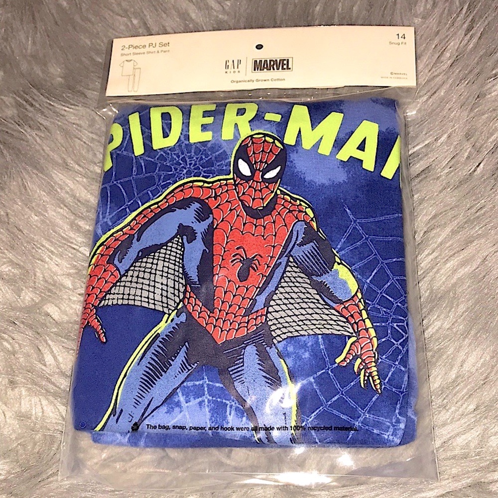 Gap Spider Man Pajama set 2 pc Top & Bottom size 14 NEW!